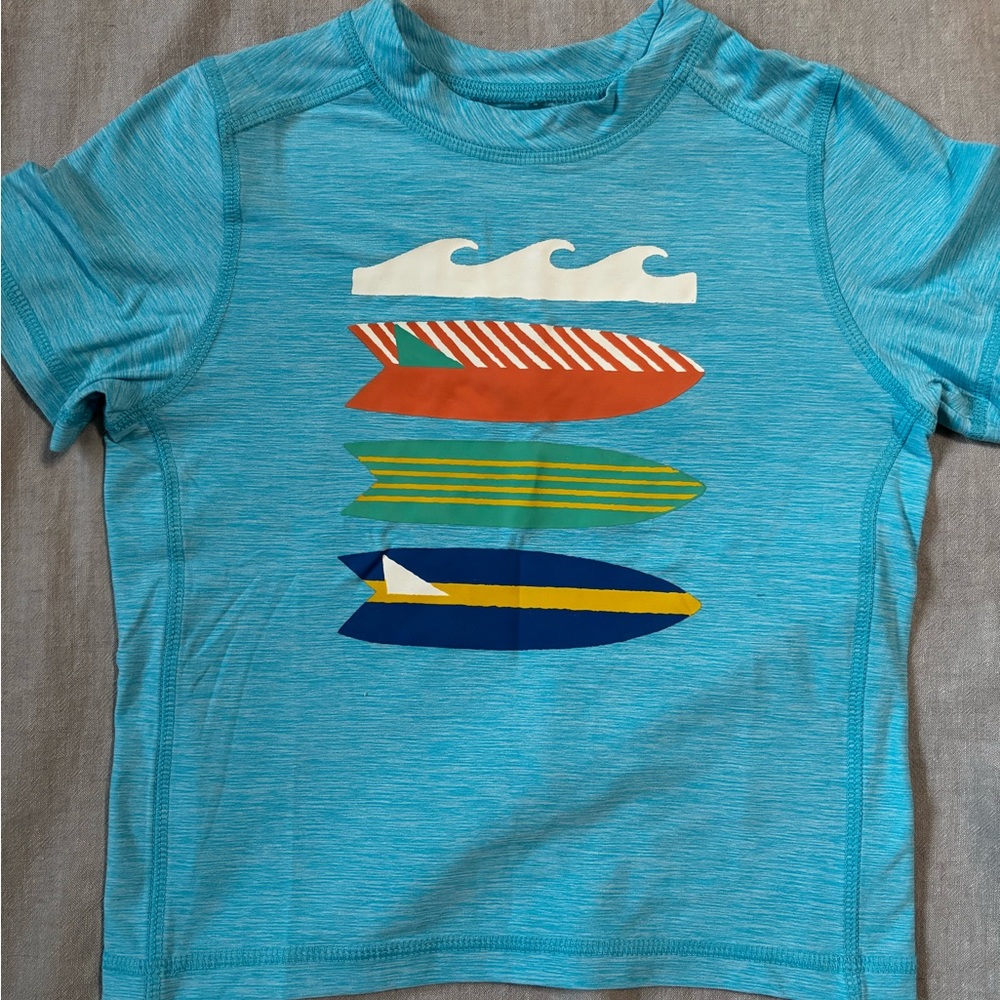Hanna Andersson Aqua Rash guard with Surfboard Pattern NWOT